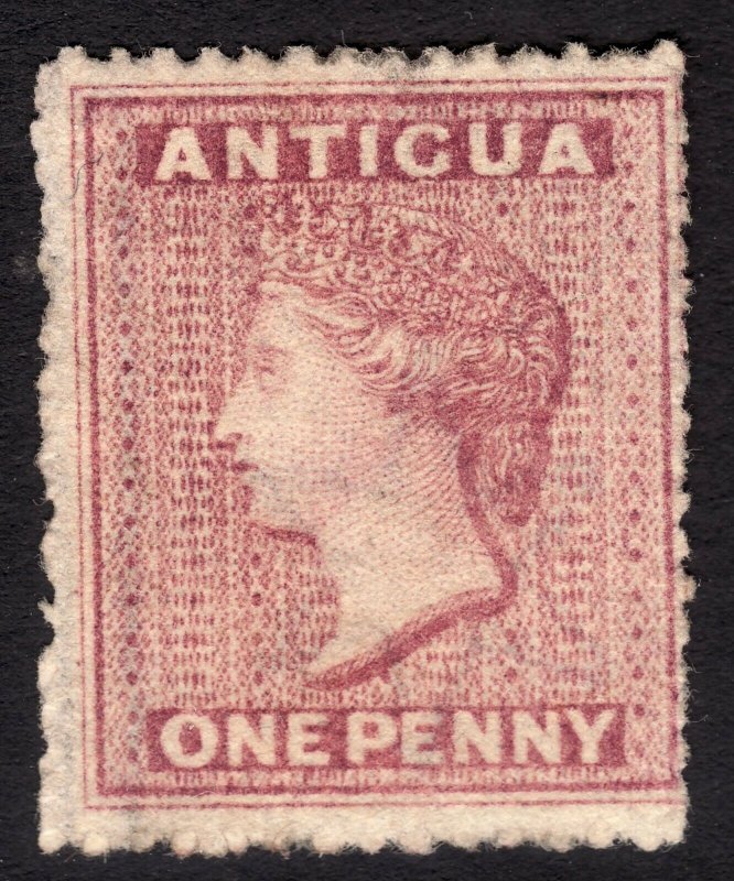 Antigua Queen Victoria 1p dull rose watermark 5: Star CV Perf $135.00 MNG