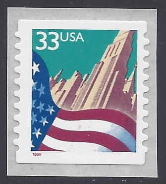 #3282 33c Flag and City  Coil Single 1999 Mint NH