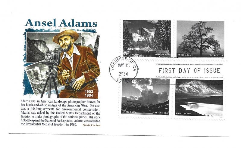 5854a-p Ansel Adams set of 16 on four Panda, FDCs