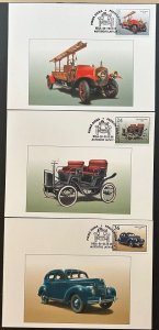 Latvia Lettland Lettonie 1996 Old museum cars set of 3 maxicards