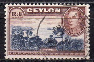 Ceylon 287 - Used - 1r View of Trincomalee (1938) (cv $2.00) (2)