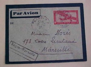 INDOCHINA  AIR LETTER FLIGHT 1934 SAIGON B/S MARSEILLE DEC 19