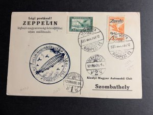 1931 Hungary Graf Zeppelin Airmail Postcard Cover Budapest to Szombathely LZ 127