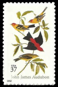 PCBstamps   US #3650 37c Scarlet & Louisiana Tanagers, MNH, (14)