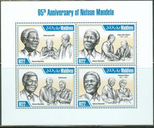 MALDIVE ISLANDS NELSON MANDELA 95TH BIRTH ANNIVERSARY SHEET OF 4