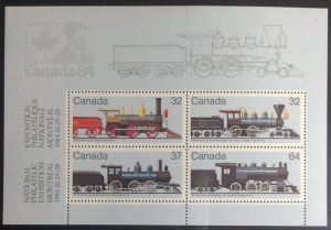 CANADA 1984 LOCOMOTIVES MINISHEET SGMS1136  MNH