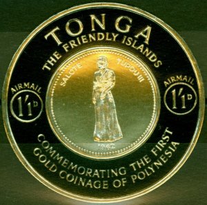 Tonga 1963 1s1d SG137 Proof in Black & Gold V.F MNH