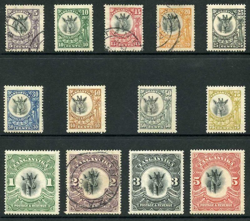 Tanganyika SG75/86 1922 Heads in Black Part Set of 13 to 5/-Mixed