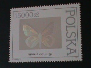POLAND-1991-SC#3056  LOVELY BEAUTIFUL BUTTERFLY-HOLOGRAM STAMP, MNH-VF RARE
