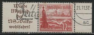 Germany Scott # B112, label A11.2, used, se-tenant, Mi # W127