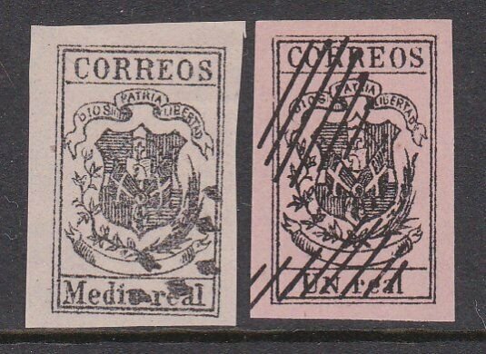 DOMINICAN REPUBLIC  2 old forgeries of a classic stamp......................D801