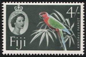 FIJI  Sc 186b Mint LH  VF, 4d Slate Green  QEII + Parrot