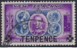 NEW ZEALAND 1944 KGVI 10d on 1½d Surcharge, Bright Blue & Mauve, British Mon...