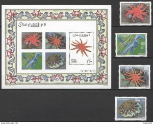 2001 Somalia Sea Stars Marine Life #896-899+Bl80 Michel 25 Euro ** Nw1431