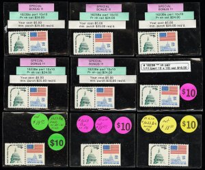 US Stamps # 1623Bc MNH XF Lot Of 10 Perforate Pairs Scott Value $225.00