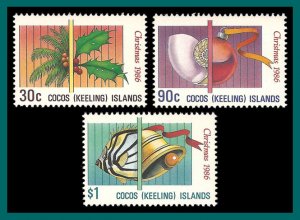 Cocos 1986 Christmas, MNH #155-157,SG155-SG157