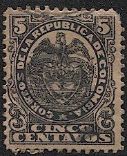 COLOMBIA 1892 Sc 151  5c Used F - Eagle / Bird