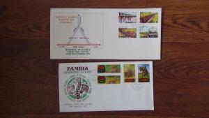 Zambia FDC x 10 1965 1976 Railway Crafts Conservation Development Airport etc