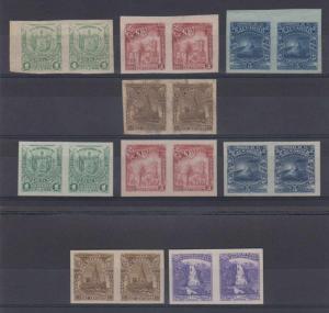 EL SALVADOR 1896 Sc 146 to 150,157B-157C, 157E-157F & 157K IMPERF PAIRS UNUSED+ 