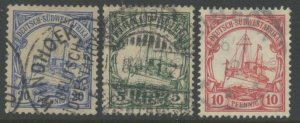 GERMAN SOUTHWEST AFRICA Sc#16, 27, 28 1901-06 3 Different Used (ab)