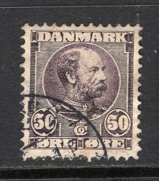 Denmark 1905 King Christian 50 ore Violet Used Key Value #68 CV$120