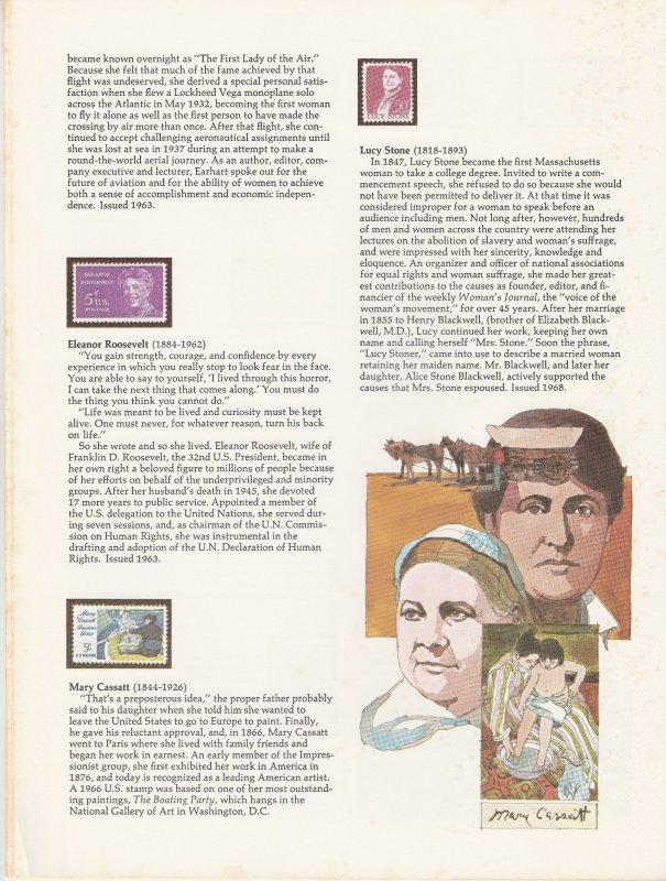 The Women's Mint Set - Famous Women Honored on US Postage USPS Booklet