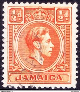 JAMAICA 1951 KGVI ½d Orange SG121b Fine Used