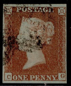 GB QV SG8, 1d red-brown PLATE 92, FINE USED. Cat £38.  CG 