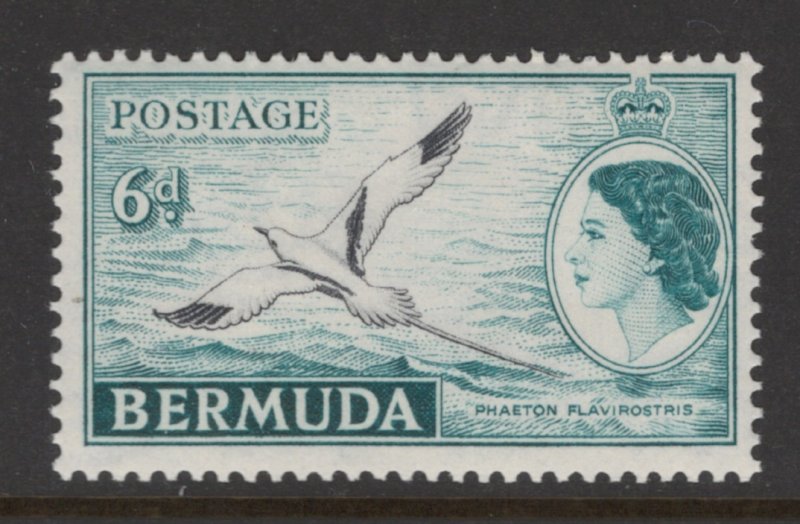 Bermuda 1953 Queen Elizabeth II & Yellow-Billed Tropic Bird 6p Scott # 152 MH