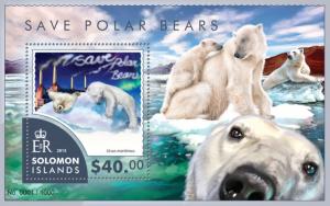 SOLOMON ISLANDS 2015 SHEET SAVE POLAR BEARS WILDLIFE slm15412b