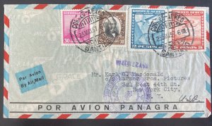 1937 Santiago Chile Airmail Cover To New York USA PANAGRA Flight