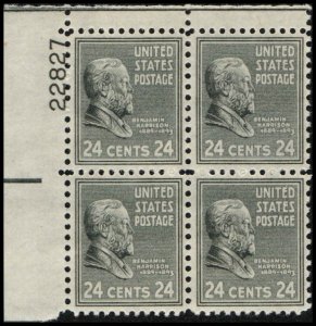 US #828 HARRISON MNH UL PLATE BLOCK #22827