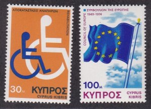 Cyprus # 432-433, Disabled Persons Emblem, Flag, LH, 1/3 Cat,