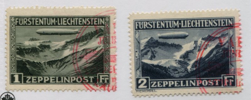 LIECHTENSTEIN C7-8 USED  RED ZEP FLIGHT CANCEL   