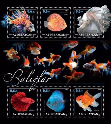 AZERBAIJAN 2017 SHEET FISHES MARINE LIFE azrb17212a