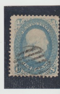 US Scott #63  - USED  Fancy Cancel  1 cent Franklin Issue  -  CV $45 -