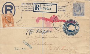Straits Settlement - Mar 18, 1926 Registered Cover to States