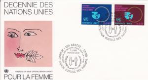 U.N. - Geneva # 90-91, International Womens Year, 1st Day Cover