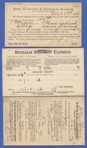 US 1893-1906 UX9, UX18  Three used Postal Cards, RAILROAD Freight Notices