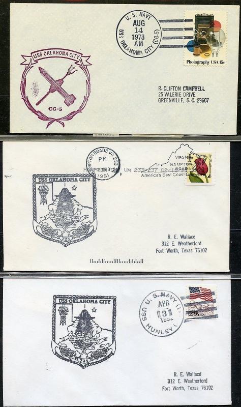 UNITED STATES USS OKLAHOMA CITY LOT OF 7 ALL DIFFERENT COVERS 1978-1992 (26)