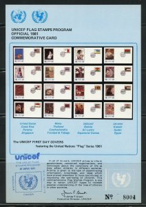 UNITED NATIONS UNICEF OFFICIAL 1980 & 81 COMMEMORATIVE CARDS MINT & FD CANCELED