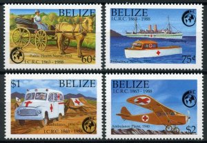 Belize Medical Stamps 1988 MNH Red Cross Ambulance Ships Aviation 4v Set