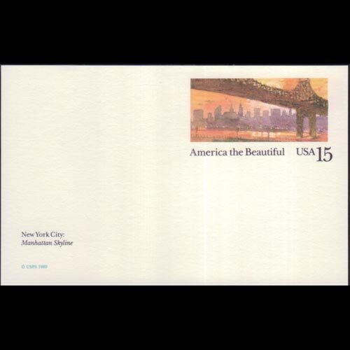 U.S.A. 1989 - Postal Card - Manhattan Skyline 15c