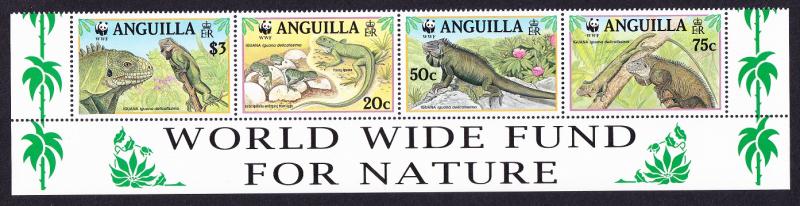 Anguilla WWF West Indian Iguana Strip of 4v with WWF text SG#1004-1007