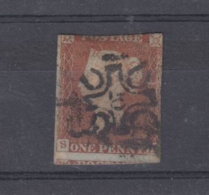 GB QV 1841 1d Red Imperf Maltese Cross Number 5 Fine Used BP861 