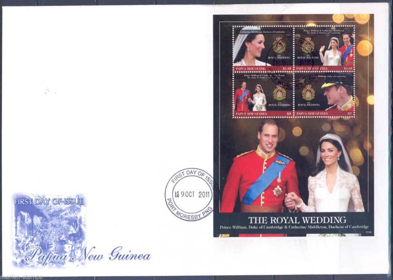 PAPUA NEW GUINEA MARRIAGE KATE MIDDLETON TO PRINCE WILLIAM  SHEET  FDC