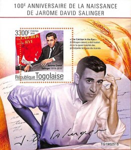 A7081 - TOGO, Error, 2019, MISPERF SOUVENIR SHEET: J. D. Salinger, Literature