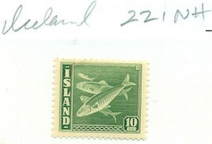 ICELAND #221, Mint Never Hinged, Scott $105.00