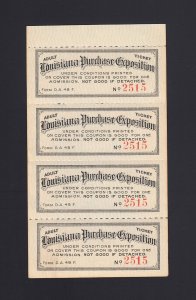 1904 ST. LOUIS EXPOSITION: Louisiana Purchase Expo - (4) Adult Tickets