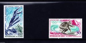 Chad 1968 Grenoble Olympic postage stamps MNH Sc C40-41 • Mi 195-196